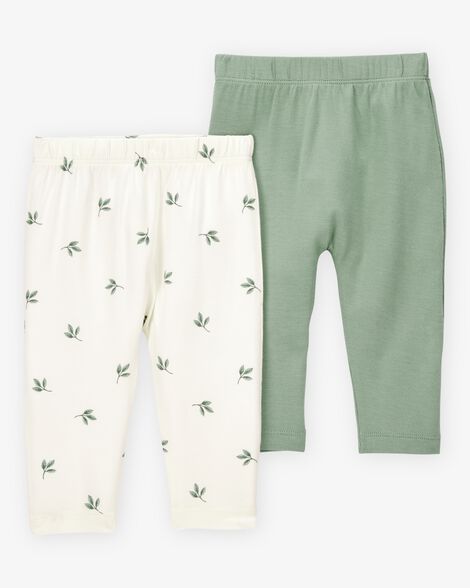  Product image 1 of Baby Girl 2-Pack PurelySoft Pull-On Pants - Green/White