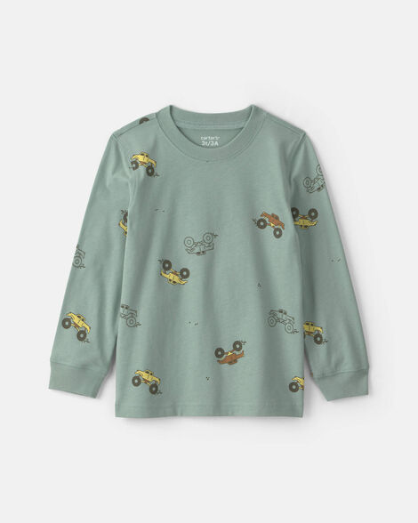 toddler boy monster truck long-sleeve t-shirt - green