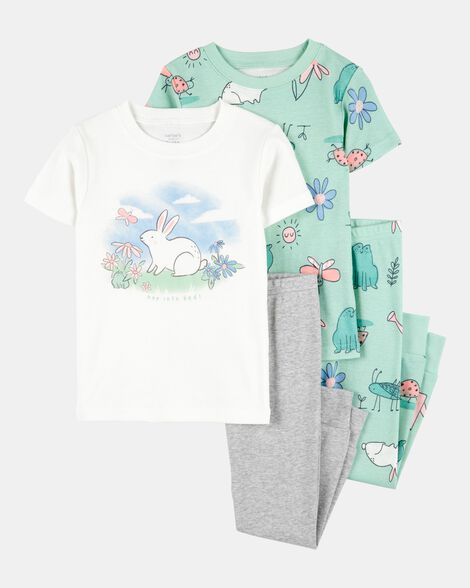 toddler girl 4-piece bunny cotton pajamas
