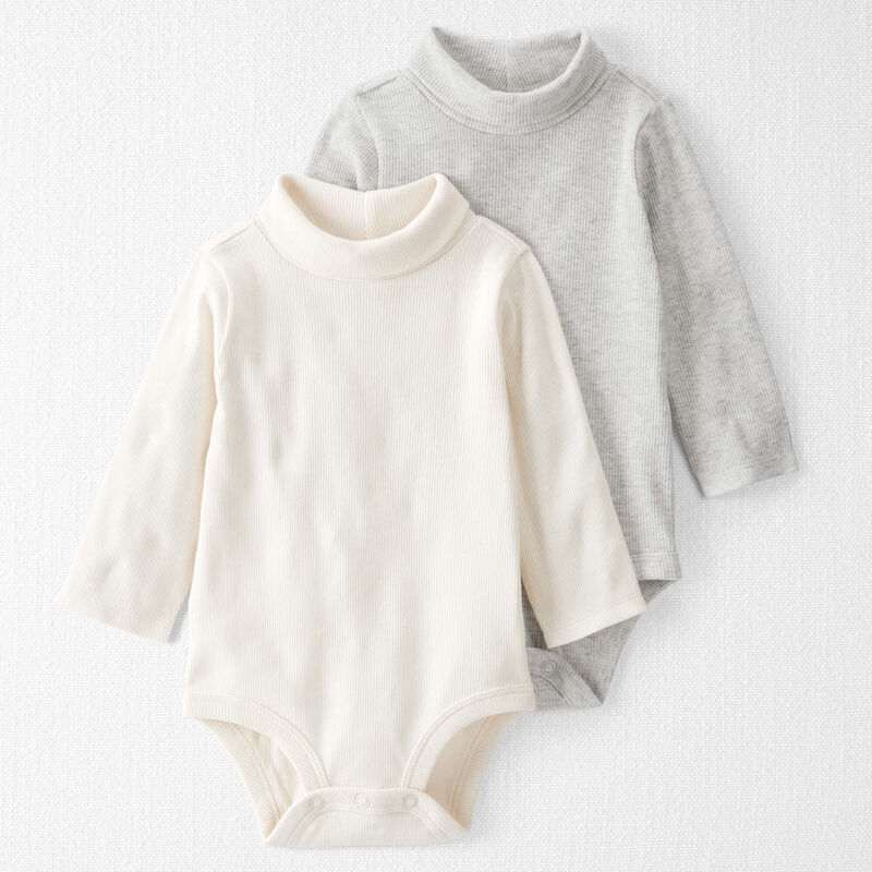 Baby 2-Pack Organic Cotton Rib Mock Neck Bodysuits