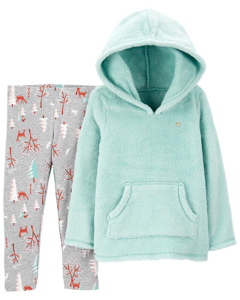 Baby Blue 2 Piece Fuzzy Hood Legging Set Carters Com