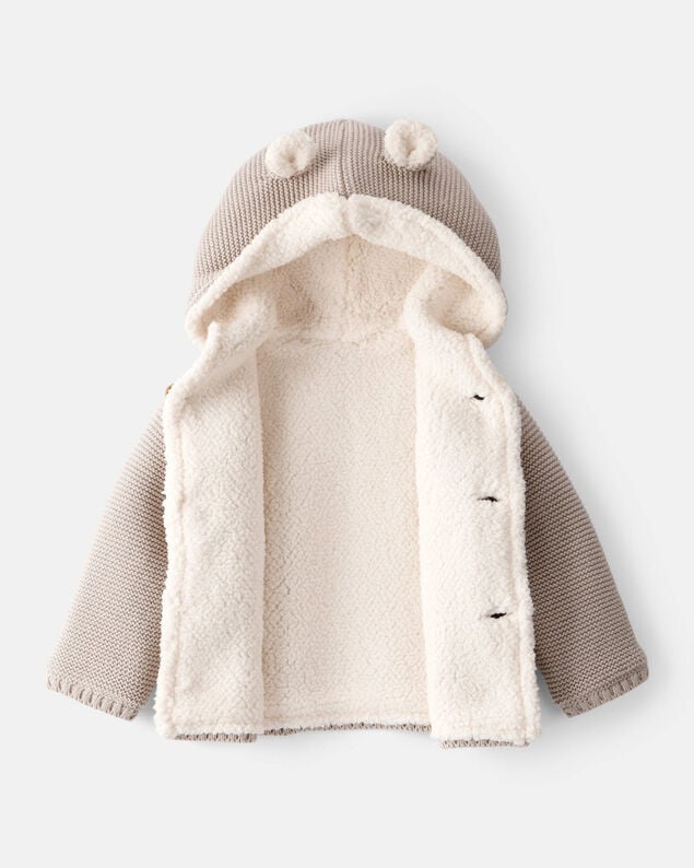 Product image 2 of Baby Sherpa Lined Cotton Long-Sleeve Sweater - Brown