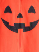Kid Halloween Jack-O-Lantern Hooded Zip-Up Jumpsuit - Orange