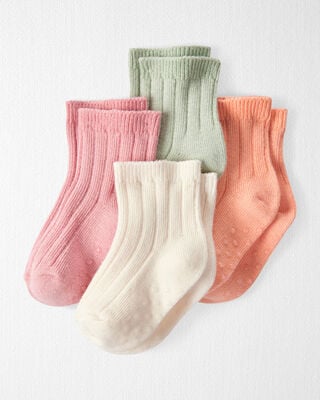 Product image 1 of Baby Girl 4-Pack No-Slip Socks Made with Organic Cotton