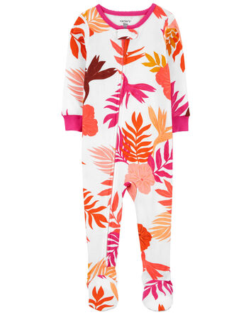 Toddler 1-Piece Floral 100% Snug Fit Cotton Footie Pajamas