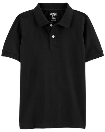 Kid Black Piqué Polo Shirt