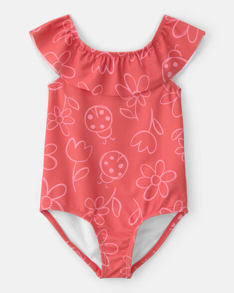 toddler girl floral 1-piece swimsuit - red