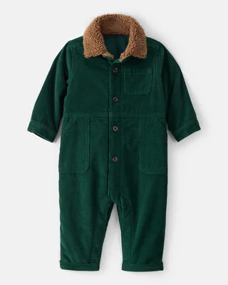 Baby Boy Canvas Long-Sleeve Jumpsuit - Brown