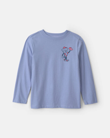 boys pizza sports long-sleeve graphic tee - blue