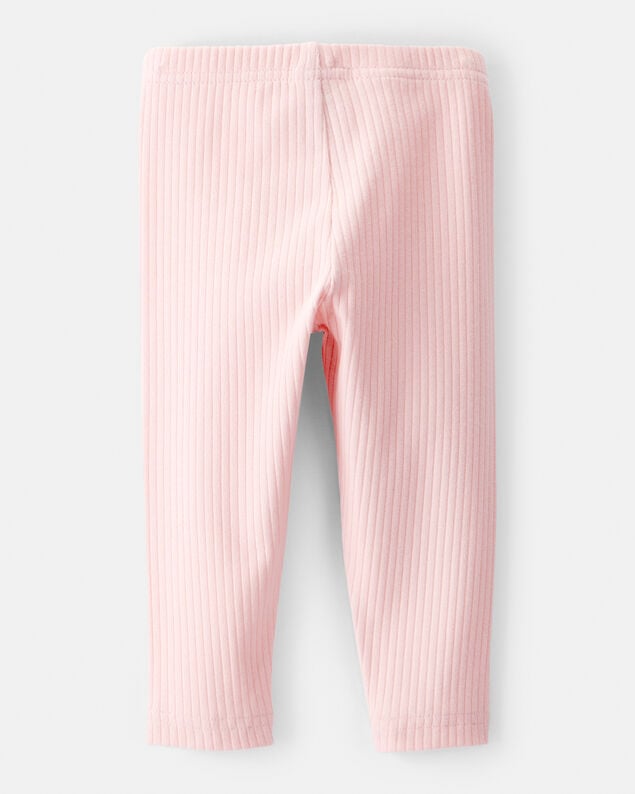 Product image 2 of Baby Girl Cotton Ribbed Stretch Leggings - Pink