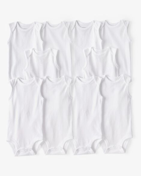  Product image 1 of Baby 10-Pack Sleeveless Cotton Bodysuits - White
