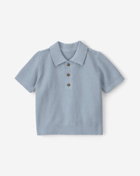 toddler boy  polo shirt - dusty blue