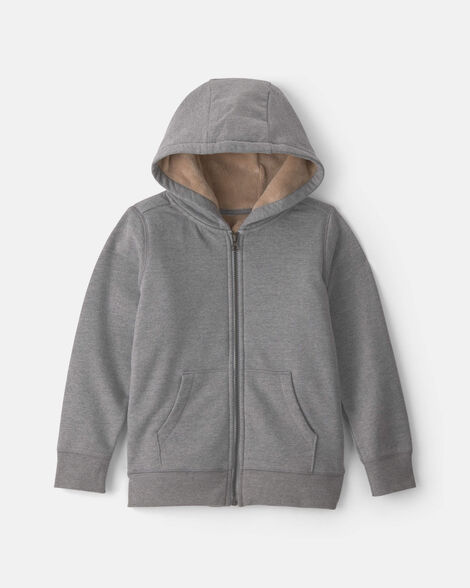 boys fleece zip-up hoodie - grey