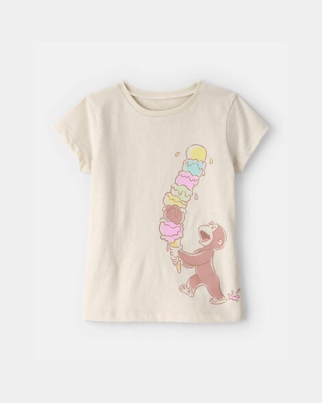 toddler girl curious george ice cream graphic tee - cream