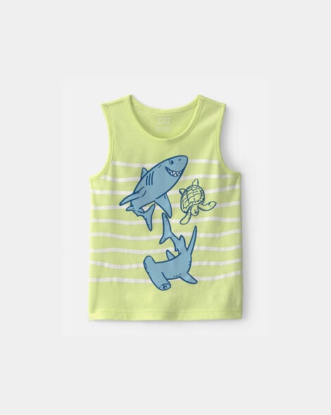toddler boy shark graphic tank - green