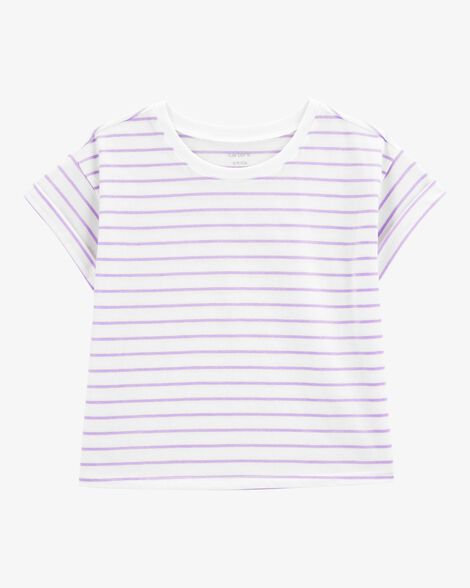  Product image 1 of Kid Striped Short-Sleeve Fashion Top - Purple