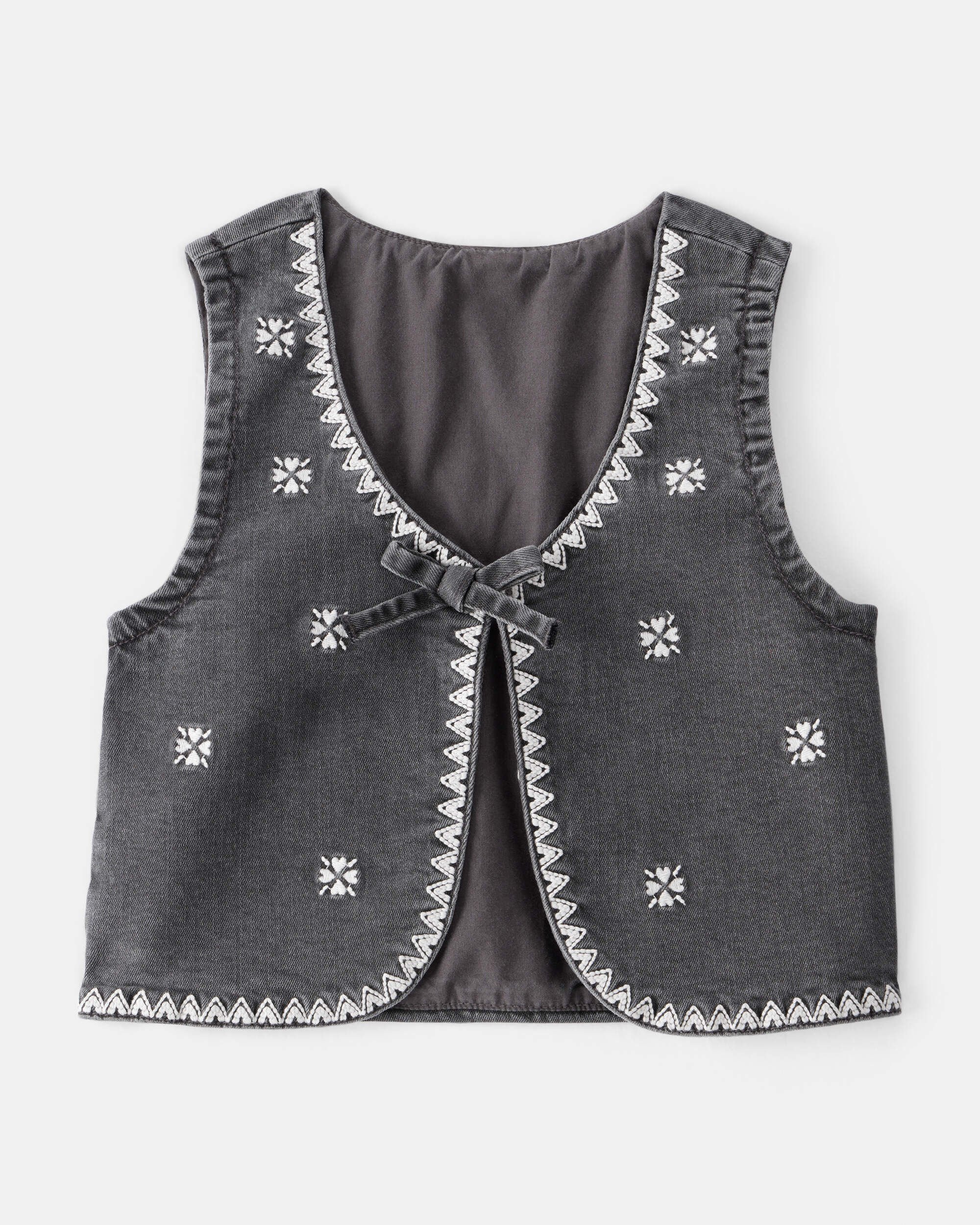 Toddler Girl Western Denim Sleeveless Vest - Grey