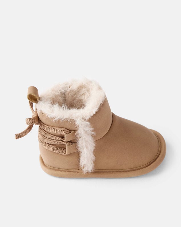 Product image 2 of Baby Girl Bow Faux Fur Boots - Brown