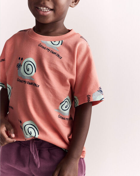 Toddler Boy Snail Dolman Tee - Orange