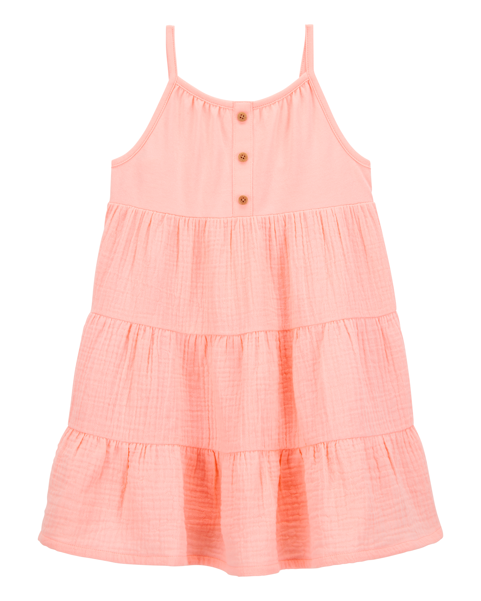 Toddler Textured Gauze Button-Front Dress - Pink