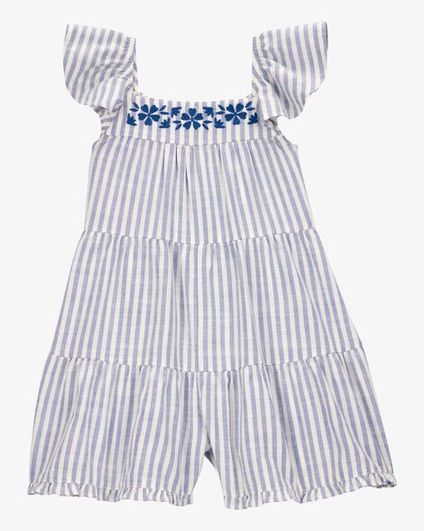  Product image 1 of Baby Striped Flutter-Sleeve Linen Look-Alike Romper
