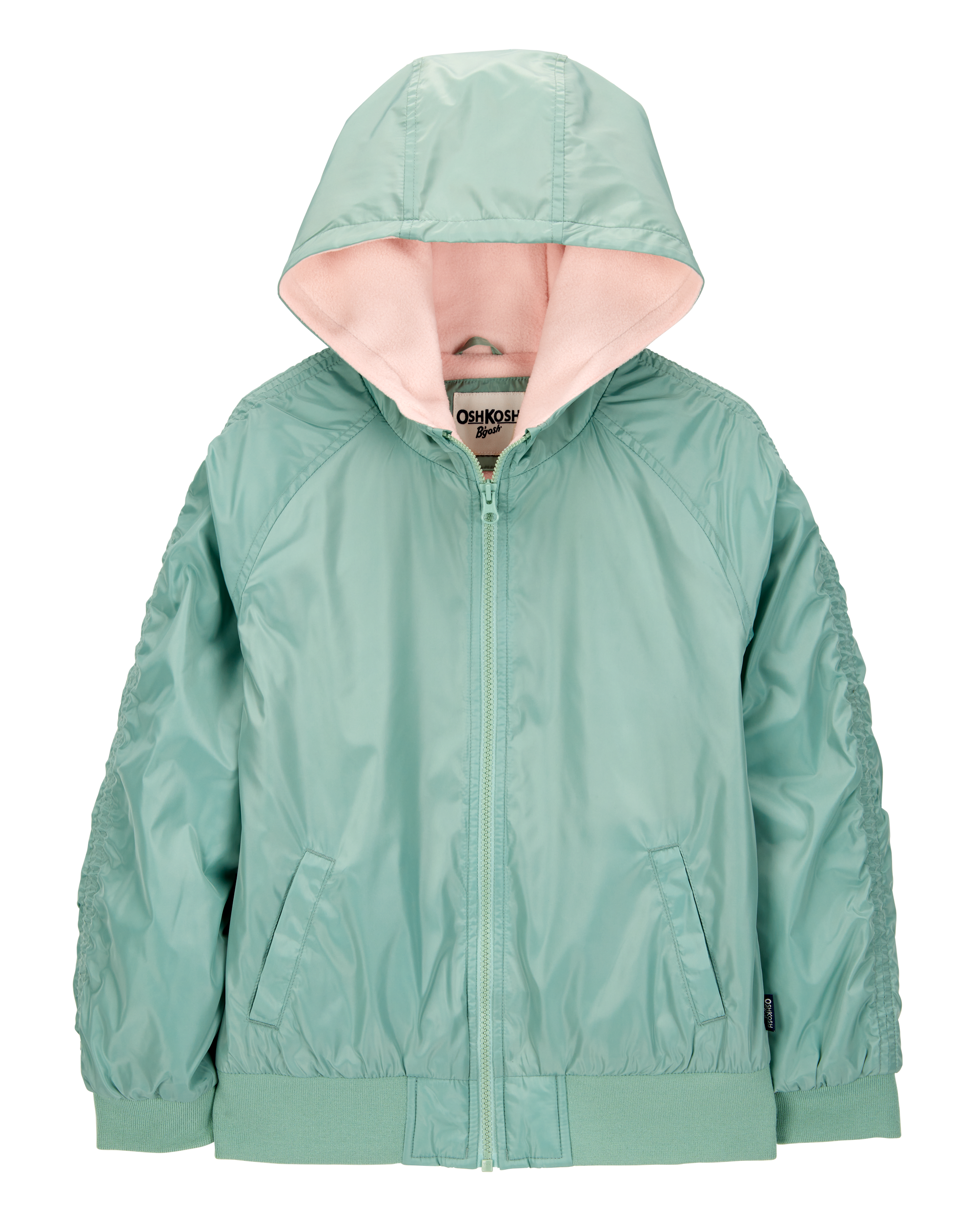 Girls Fleece-Lined Midweight Bomber Jacket - Green