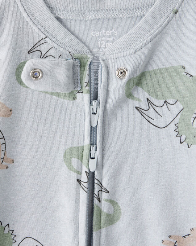 Product image 2 of Baby Boy Dragon 100% Cotton Long-Sleeve 2-Way Zip 1-Piece Pajamas