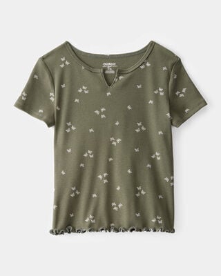 Kid Floral Skater Girl Graphic Tee - Tan