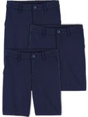 Navy - Kid 3-Pack Ponte Knit Uniform Shorts, Selected