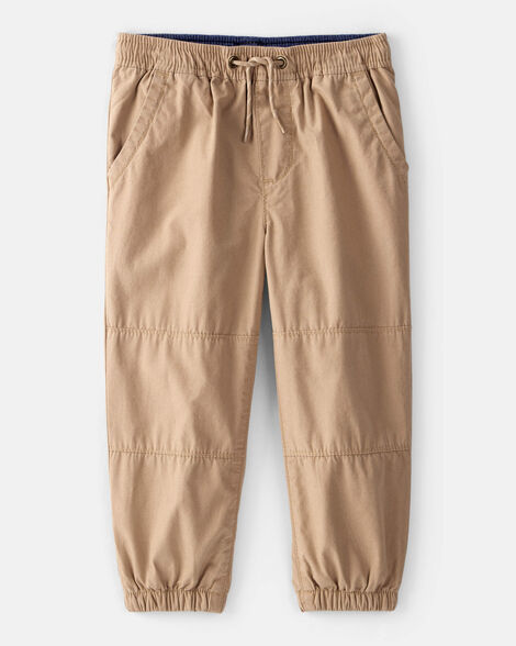 toddler boy lined joggers - tan