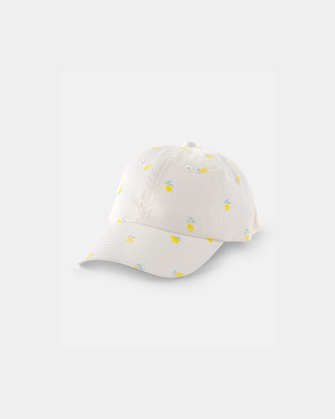 toddler girl lemon baseball hat - white