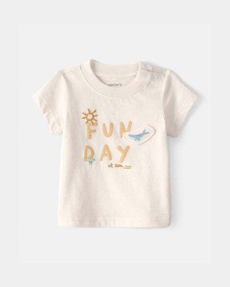 baby 'fun day at sea' graphic tee - ivory