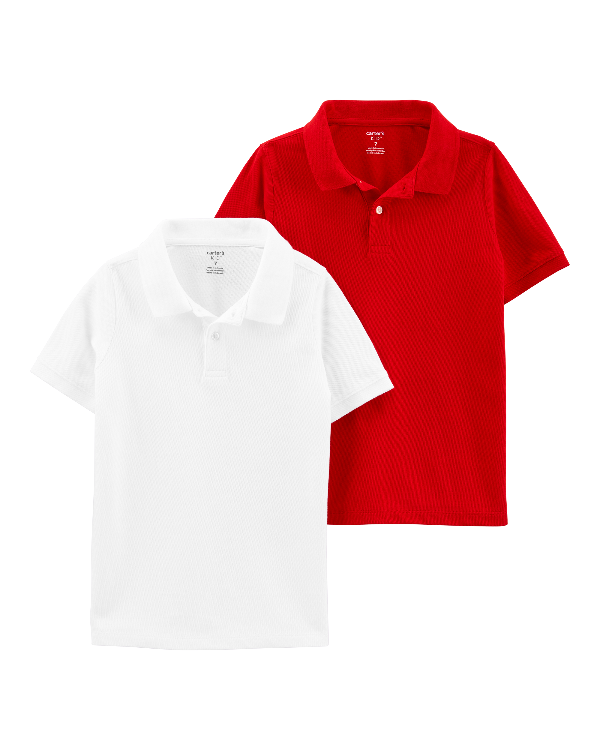 Boys 2-Pack Piqué Polos - Red/White
