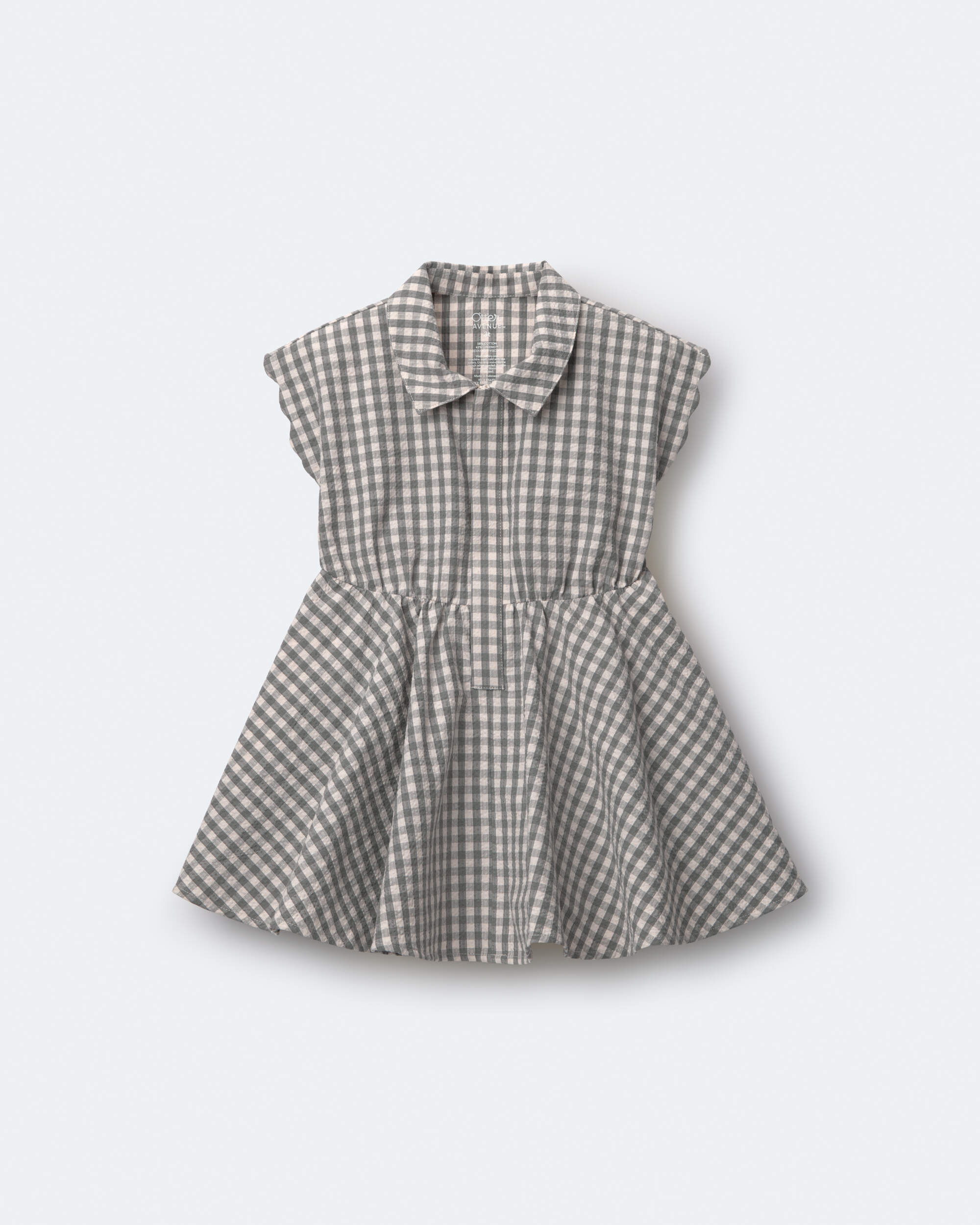 Otter Avenue Toddler Girl Avenue Twirl Scalloped Dress in Gingham 12M CreamGrey 32$