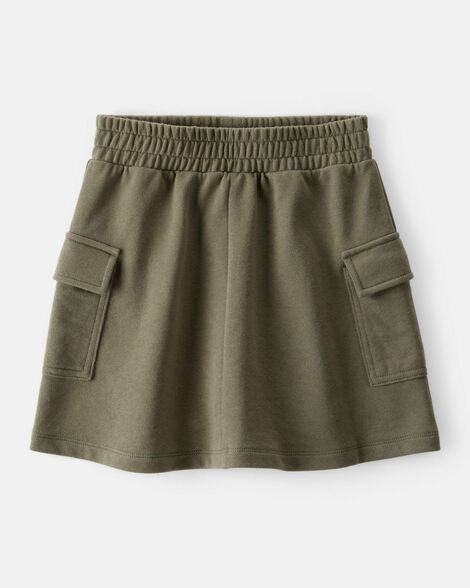 Girls French Terry Cargo Skirt - Green