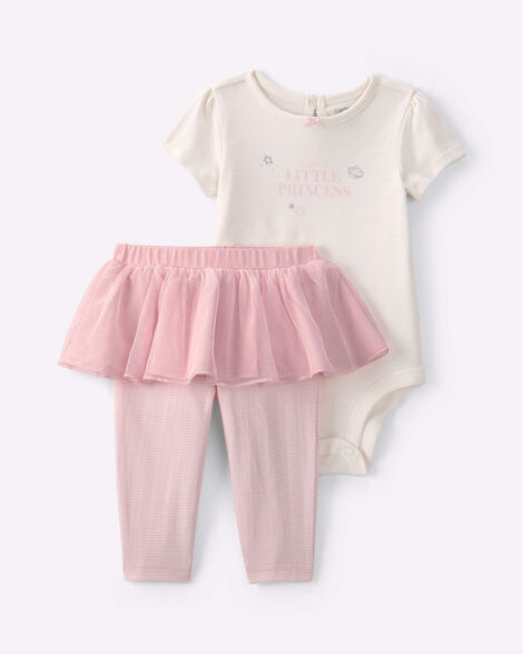 baby girl 2-piece 'daddy's little princess' bodysuit & pant set - pink/cream
