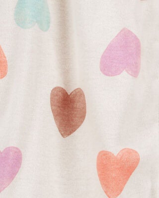 Product image 2 of Baby Heart Print Ribbed Short-Sleeve Romper - Tan