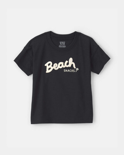 toddler 'beach snacks' graphic tee - black
