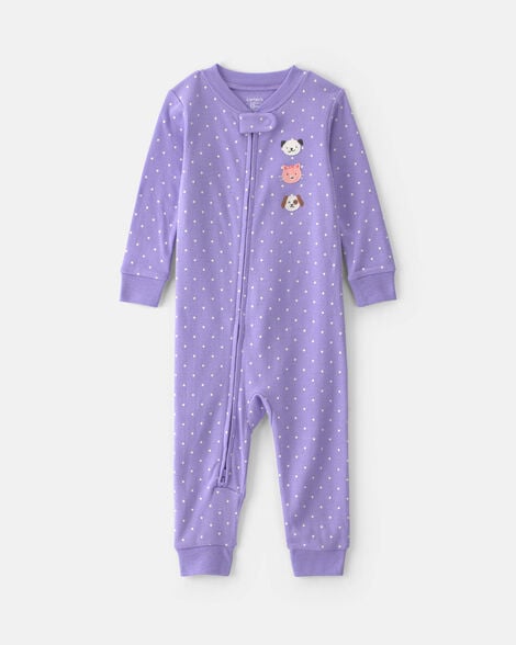 toddler girl 1-piece pets 100% cotton snug fit pajama - purple