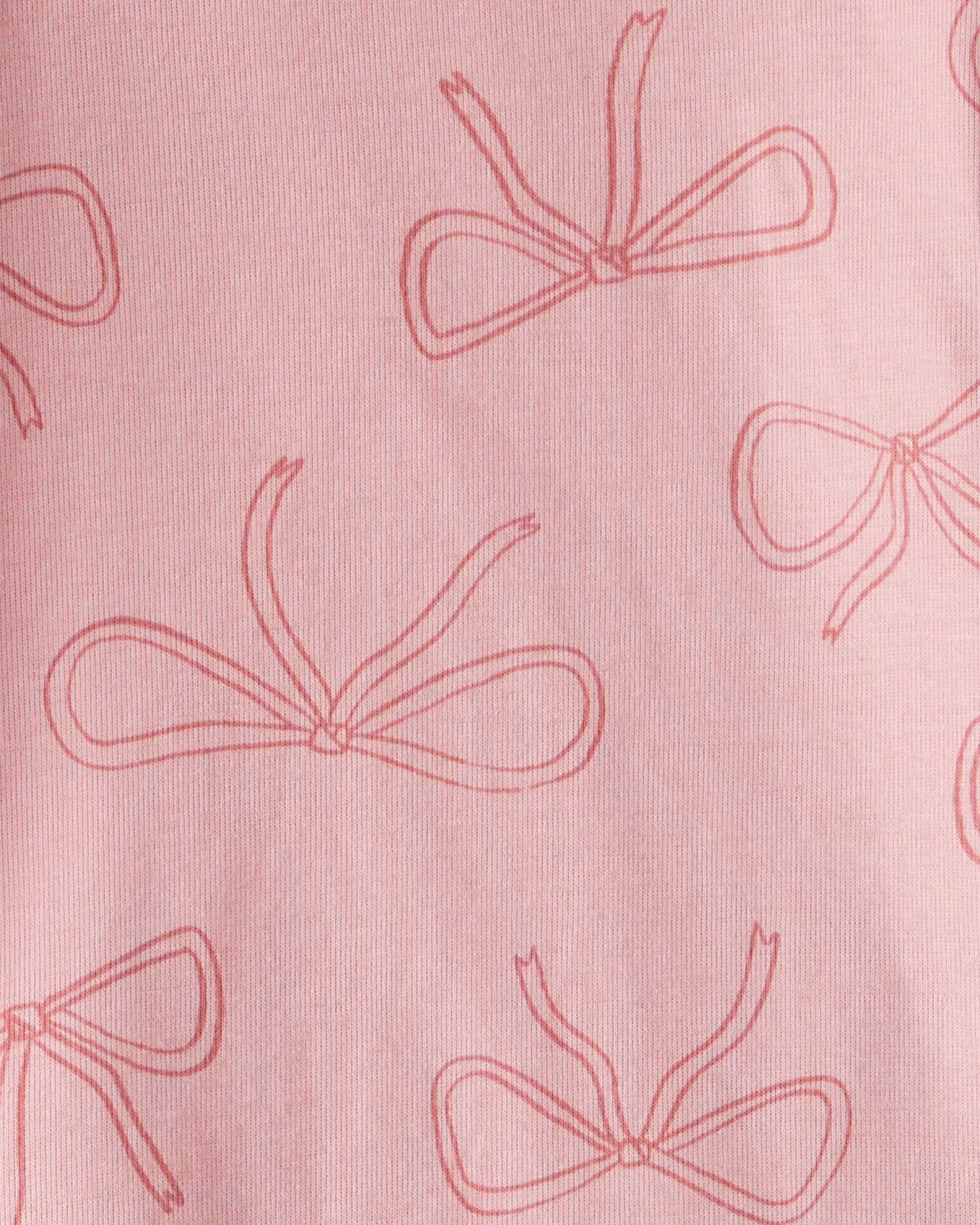 Baby Girl Ballet Print 100% Cotton Long-Sleeve 4-Piece Pajamas - Pink/White