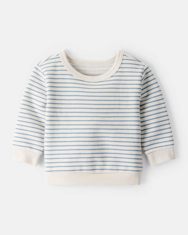 Product image 1 of Baby Boy Stripe Fleece Pullover Sweatshirt - Blue
