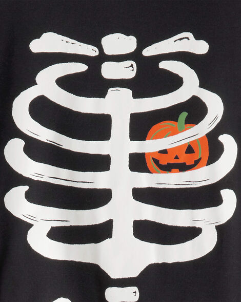 Product image 3 of Adult 2-Piece Glow Skeleton Halloween 100% Snug Fit Cotton Pajamas - Black