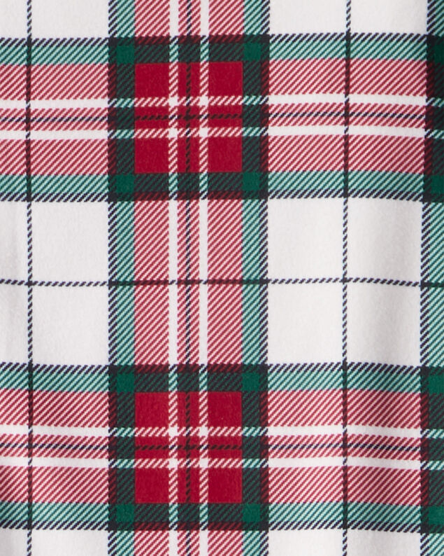 Product image 2 of Adult Flannel Plaid Print Fleece Long-Sleeve Loose Fit 2-Piece Pajamas - Red/Green