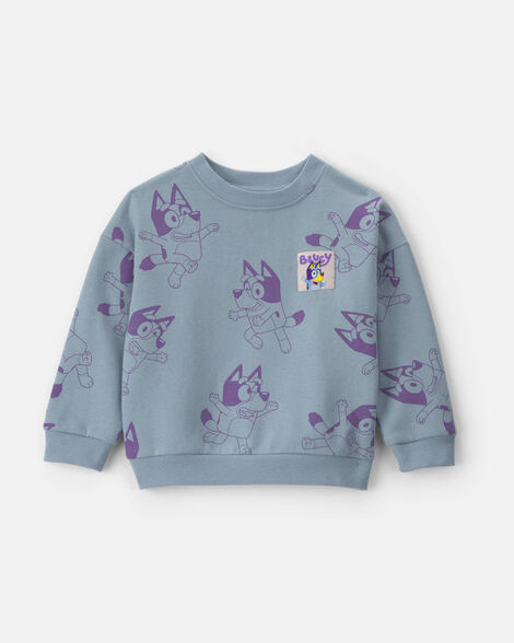 toddler girl bluey™ fleece pullover sweatshirt - blue