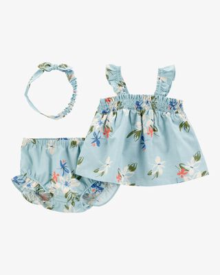 Product image 1 of Baby 3-Piece Floral Tank & Short Set