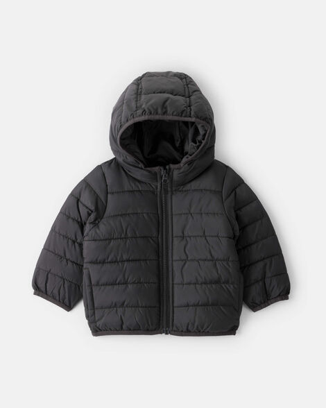 baby boy midweight packable puffer - black
