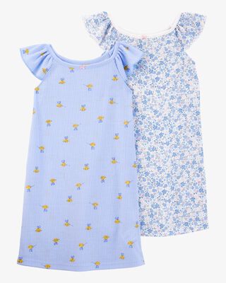 Product image 1 of Kid 2-Pack Floral Nightgowns - Blue