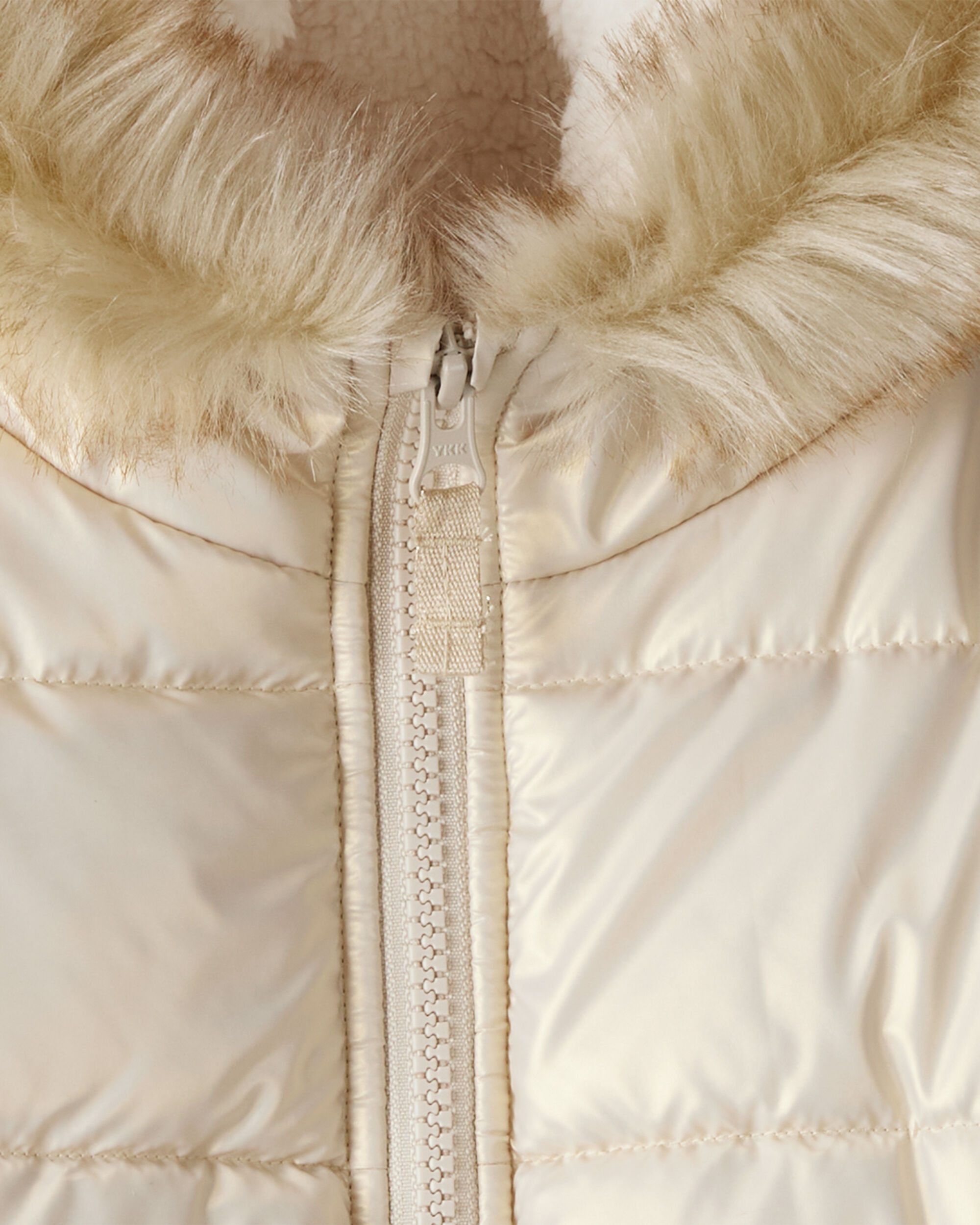 Toddler Girl Hooded Heavyweight Winter Jacket - Cream