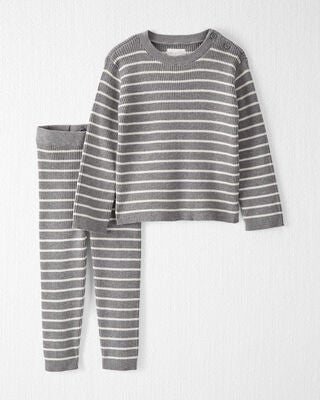 Product image 1 of Toddler Organic Cotton Ribbed Sweater Knit Set in Stripes