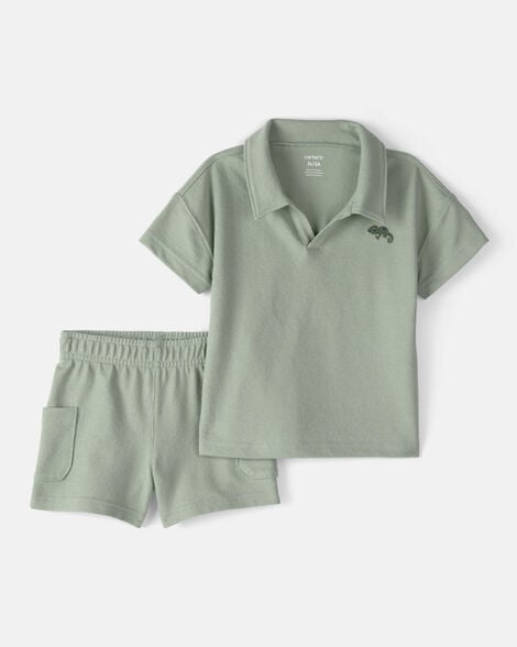 toddler boy 2-piece top & short set - green